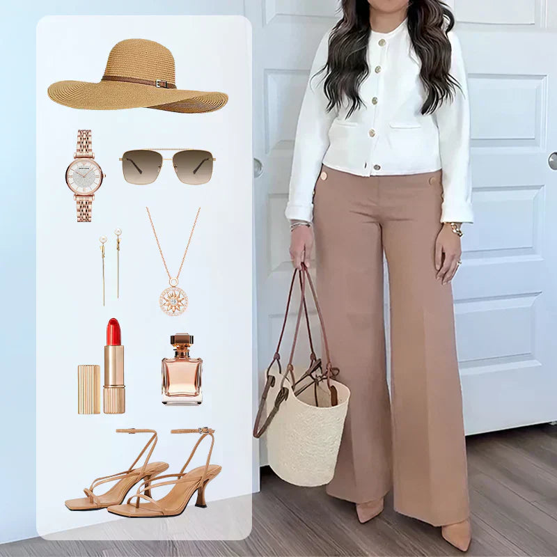 ¡Descuento del 53%! Pantalón muy elástico con cierre de botón, de pierna ancha – favorece la figura, 3 longitudes, súper cómodo 🏃‍♀️👖✨