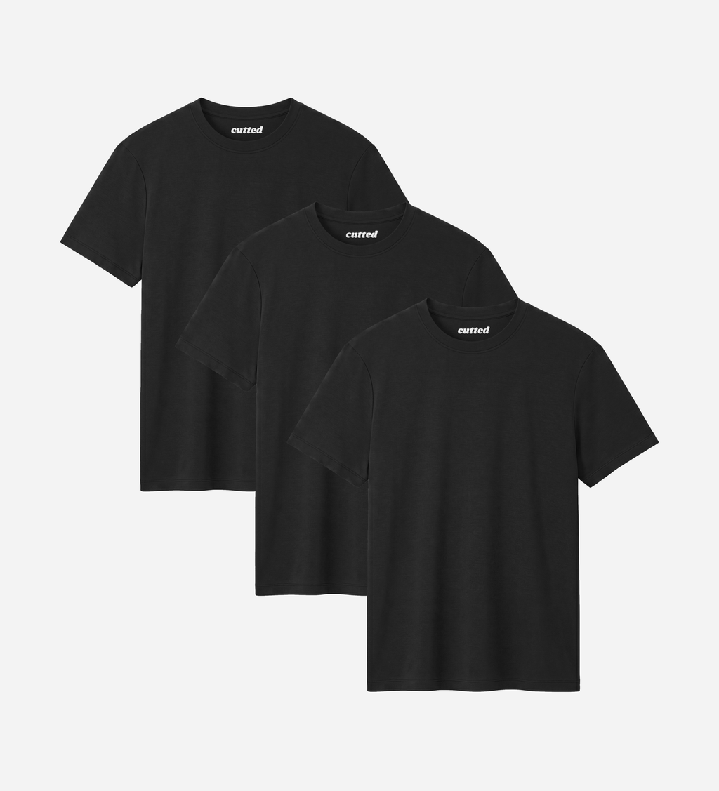 Camiseta de bambú All Black – Pack de 3 – Ultra suave y transpirable
