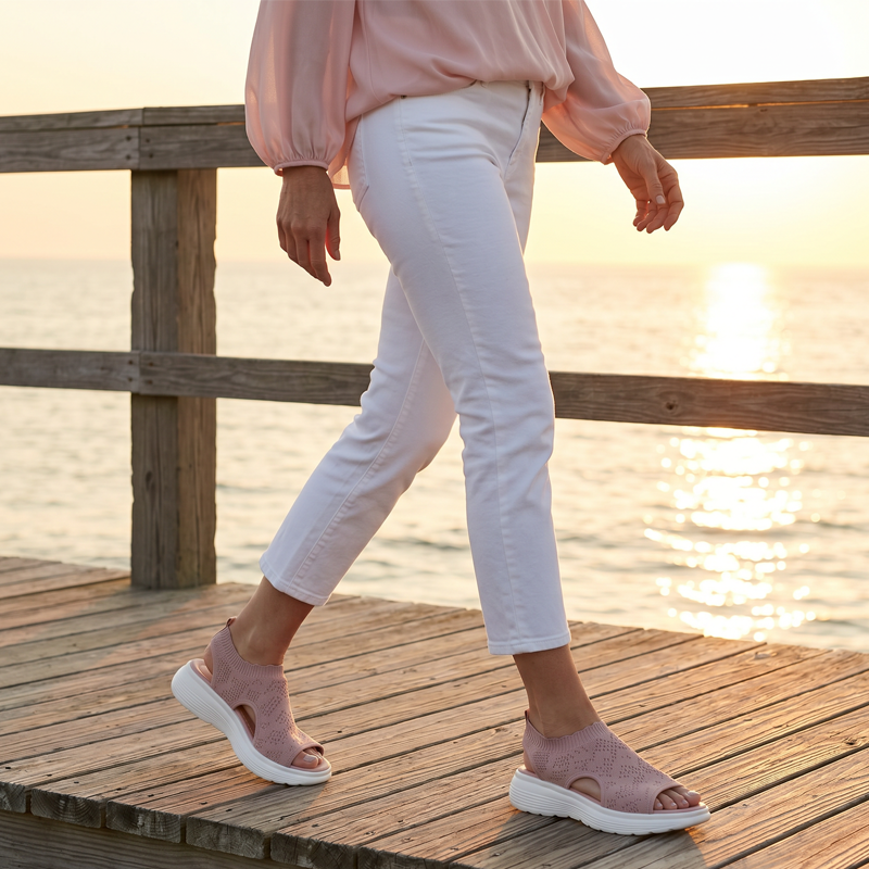 Sandalias de plataforma para mujer de punto – transpirables, ultraligeras y cómodas2