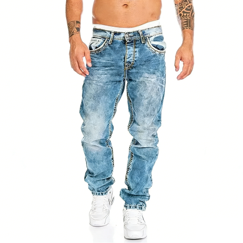 Jeans elásticos creativos para hombres – estilo minimalista, ligeros y veraniegos, ideales para el look emo
