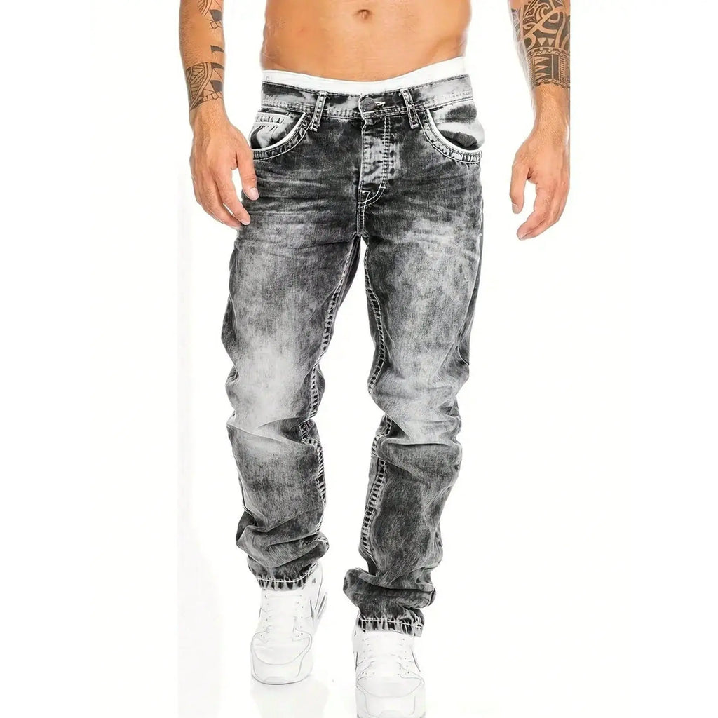 Jeans elásticos creativos para hombres – estilo minimalista, ligeros y veraniegos, ideales para el look emo