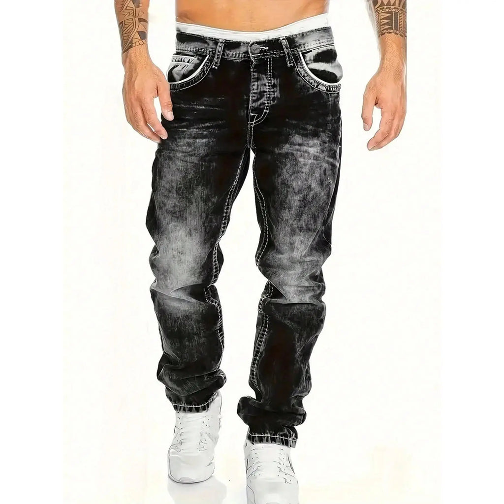 Jeans elásticos creativos para hombres – estilo minimalista, ligeros y veraniegos, ideales para el look emo