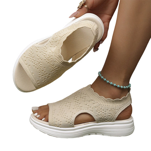 Sandalias de plataforma para mujer de punto – transpirables, ultraligeras y cómodas2
