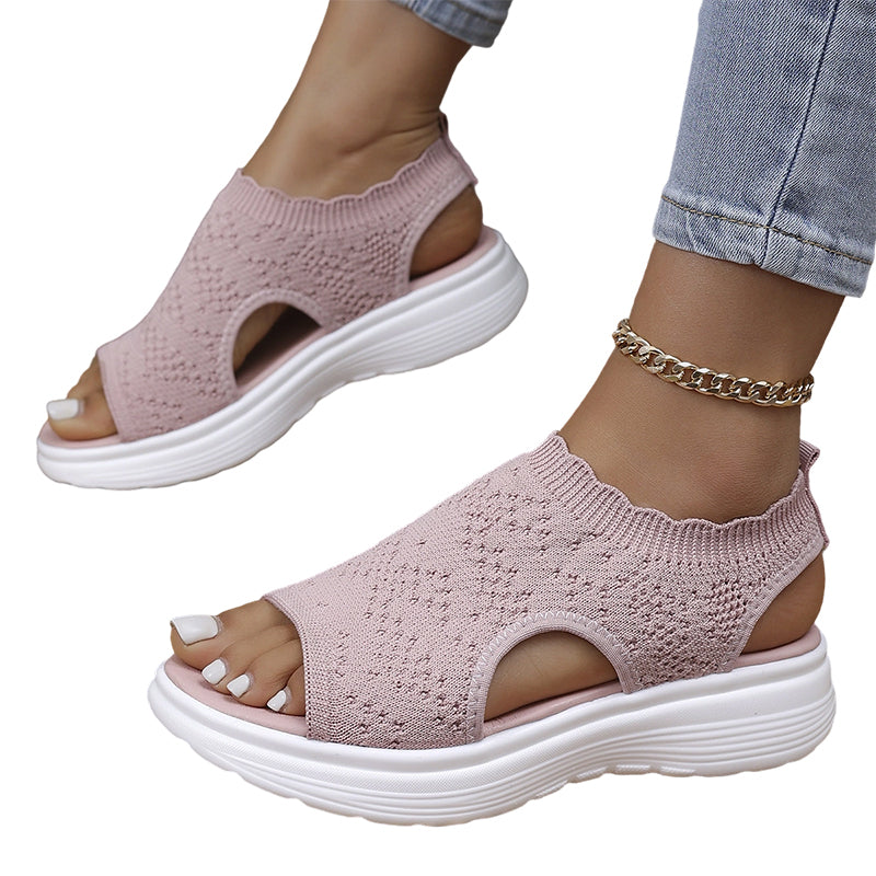 Sandalias de plataforma para mujer de punto – transpirables, ultraligeras y cómodas2